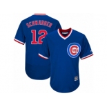 Men's Majestic Chicago Cubs #12 Kyle Schwarber Royal Blue Flexbase Authentic Collection Cooperstown MLB Jersey