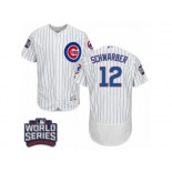 Men's Majestic Chicago Cubs #12 Kyle Schwarber White 2016 World Series Bound Flexbase Authentic Collection MLB Jersey