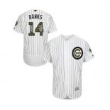 Men's Majestic Chicago Cubs #14 Ernie Banks Authentic White 2016 Memorial Day Fashion Flex Base MLB Jersey