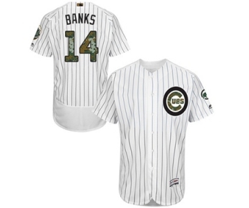 Men's Majestic Chicago Cubs #14 Ernie Banks Authentic White 2016 Memorial Day Fashion Flex Base MLB Jersey