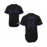 Men's Majestic Chicago Cubs #14 Ernie Banks Replica Black Fashion MLB Jersey