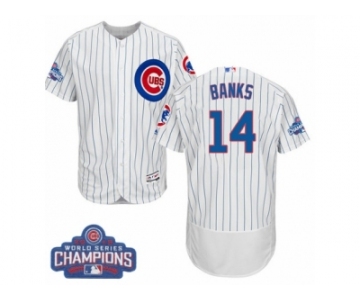 Men's Majestic Chicago Cubs #14 Ernie Banks White 2016 World Series Champions Flexbase Authentic Collection MLB Jersey