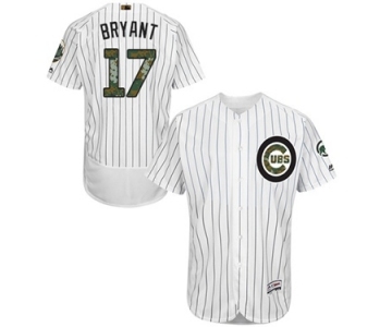 Men's Majestic Chicago Cubs #17 Kris Bryant Authentic White 2016 Memorial Day Fashion Flex Base MLB Jersey