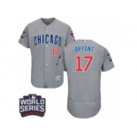 Men's Majestic Chicago Cubs #17 Kris Bryant Grey 2016 World Series Bound Flexbase Authentic Collection MLB Jersey