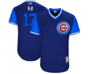 Men's Majestic Chicago Cubs #17 Kris Bryant  KB Authentic Navy Blue 2017 Players Weekend MLB Jersey