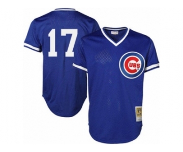 Men's Majestic Chicago Cubs #17 Kris Bryant Replica Royal Blue Throwback MLB Jersey