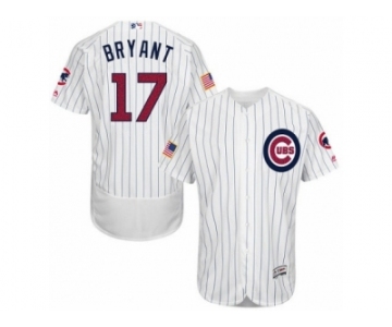 Men's Majestic Chicago Cubs #17 Kris Bryant White Fashion Stars & Stripes Flex Base MLB Jersey