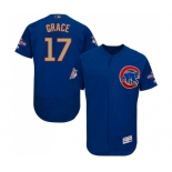 Men's Majestic Chicago Cubs #17 Mark Grace Authentic Royal Blue 2017 Gold Champion Flex Base MLB Jersey