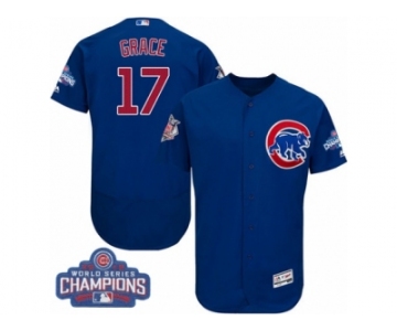 Men's Majestic Chicago Cubs #17 Mark Grace Royal Blue 2016 World Series Champions Flexbase Authentic Collection MLB Jersey