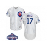 Men's Majestic Chicago Cubs #17 Mark Grace White 2016 World Series Champions Flexbase Authentic Collection MLB Jersey