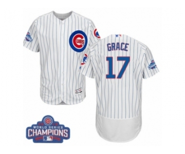 Men's Majestic Chicago Cubs #17 Mark Grace White 2016 World Series Champions Flexbase Authentic Collection MLB Jersey