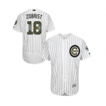 Men's Majestic Chicago Cubs #18 Ben Zobrist Authentic White 2016 Memorial Day Fashion Flex Base MLB Jersey