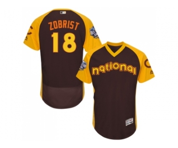 Men's Majestic Chicago Cubs #18 Ben Zobrist Brown 2016 All-Star National League BP Authentic Collection Flex Base MLB Jersey