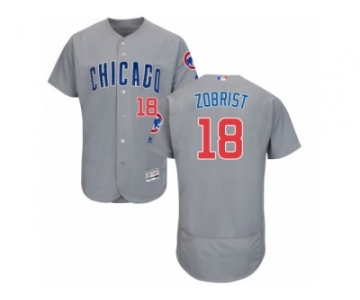 Men's Majestic Chicago Cubs #18 Ben Zobrist Grey Flexbase Authentic Collection MLB Jersey