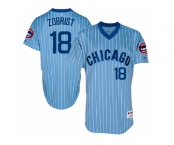 Men's Majestic Chicago Cubs #18 Ben Zobrist Replica Blue Cooperstown Throwback MLB Jersey