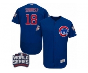 Men's Majestic Chicago Cubs #18 Ben Zobrist Royal Blue 2016 World Series Bound Flexbase Authentic Collection MLB Jersey