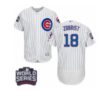 Men's Majestic Chicago Cubs #18 Ben Zobrist White 2016 World Series Bound Flexbase Authentic Collection MLB Jersey