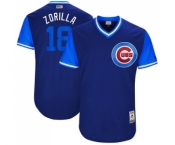 Men's Majestic Chicago Cubs #18 Ben Zobrist Zorilla Authentic Navy Blue 2017 Players Weekend MLB Jersey