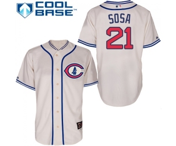 Men's Majestic Chicago Cubs #21 Sammy Sosa Authentic Cream 1929 Turn Back The Clock MLB Jersey