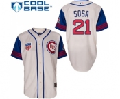 Men's Majestic Chicago Cubs #21 Sammy Sosa Authentic Cream Blue 1942 Turn Back The Clock MLB Jersey