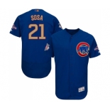 Men's Majestic Chicago Cubs #21 Sammy Sosa Authentic Royal Blue 2017 Gold Champion Flex Base MLB Jersey