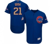 Men's Majestic Chicago Cubs #21 Sammy Sosa Authentic Royal Blue 2017 Gold Champion Flex Base MLB Jersey