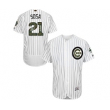 Men's Majestic Chicago Cubs #21 Sammy Sosa Authentic White 2016 Memorial Day Fashion Flex Base MLB Jersey