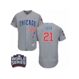 Men's Majestic Chicago Cubs #21 Sammy Sosa Grey 2016 World Series Bound Flexbase Authentic Collection MLB Jersey