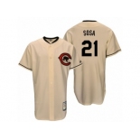 Men's Majestic Chicago Cubs #21 Sammy Sosa Replica Cream Cooperstown Throwback MLB Jersey