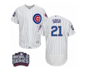 Men's Majestic Chicago Cubs #21 Sammy Sosa White 2016 World Series Bound Flexbase Authentic Collection MLB Jersey