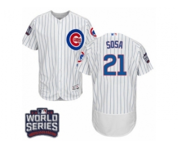 Men's Majestic Chicago Cubs #21 Sammy Sosa White 2016 World Series Bound Flexbase Authentic Collection MLB Jersey