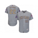 Men's Majestic Chicago Cubs #22 Jason Heyward Authentic Gray 2017 Gold Champion Flex Base MLB Jersey