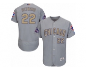 Men's Majestic Chicago Cubs #22 Jason Heyward Authentic Gray 2017 Gold Champion Flex Base MLB Jersey