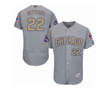 Men's Majestic Chicago Cubs #22 Jason Heyward Authentic Gray 2017 Gold Champion Flex Base MLB Jersey