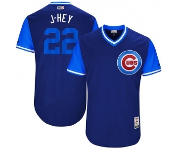 Men's Majestic Chicago Cubs #22 Jason Heyward J-Hey Authentic Navy Blue 2017 Players Weekend MLB Jersey