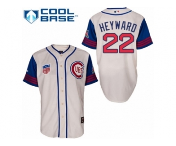 Men's Majestic Chicago Cubs #22 Jason Heyward Replica Cream Blue 1942 Turn Back The Clock MLB Jersey