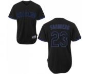 Men's Majestic Chicago Cubs #23 Ryne Sandberg Authentic Black Fashion MLB Jersey