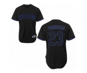 Men's Majestic Chicago Cubs #23 Ryne Sandberg Authentic Black Fashion MLB Jersey