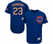 Men's Majestic Chicago Cubs #23 Ryne Sandberg Authentic Royal Blue 2017 Gold Champion Flex Base MLB Jersey