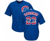 Men's Majestic Chicago Cubs #23 Ryne Sandberg Authentic Royal Blue Team Logo Fashion Cool Base MLB Jersey