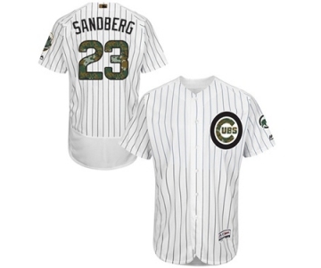 Men's Majestic Chicago Cubs #23 Ryne Sandberg Authentic White 2016 Memorial Day Fashion Flex Base MLB Jersey