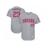 Men's Majestic Chicago Cubs #23 Ryne Sandberg Grey Mother's Day Flexbase Authentic Collection MLB Jersey