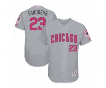 Men's Majestic Chicago Cubs #23 Ryne Sandberg Grey Mother's Day Flexbase Authentic Collection MLB Jersey