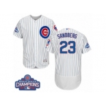 Men's Majestic Chicago Cubs #23 Ryne Sandberg White 2016 World Series Champions Flexbase Authentic Collection MLB Jersey