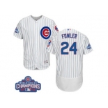 Men's Majestic Chicago Cubs #24 Dexter Fowler White 2016 World Series Champions Flexbase Authentic Collection MLB Jersey