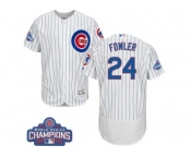 Men's Majestic Chicago Cubs #24 Dexter Fowler White 2016 World Series Champions Flexbase Authentic Collection MLB Jersey