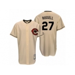 Men's Majestic Chicago Cubs #27 Addison Russell Authentic Cream Cooperstown Throwback MLB Jersey