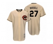 Men's Majestic Chicago Cubs #27 Addison Russell Authentic Cream Cooperstown Throwback MLB Jersey