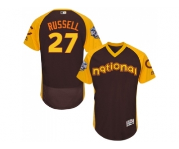 Men's Majestic Chicago Cubs #27 Addison Russell Brown 2016 All-Star National League BP Authentic Collection Flex Base MLB Jersey