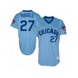 Men's Majestic Chicago Cubs #27 Addison Russell Replica Blue Cooperstown Throwback MLB Jersey